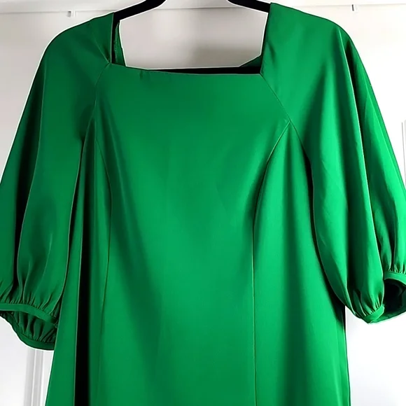 Banana Republic Green Sheath Dress With Bishop Sleeves Size S - Picture 3 of 11